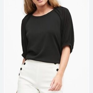 Banana Republic Balloon Sheer-Sleeve Top in Black Women's Size XS